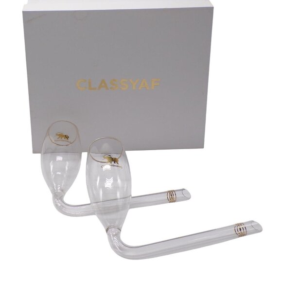 Chambong Champagne Glass Set with Gold Detailing & Decorative Box 6oz Classy AF - Picture 8 of 8